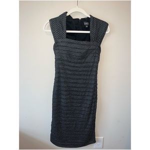 Adrianna Papell black and white Polka dot dress with square neckline